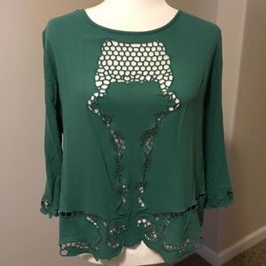 BKE Red Cutout Embroidered Blouse